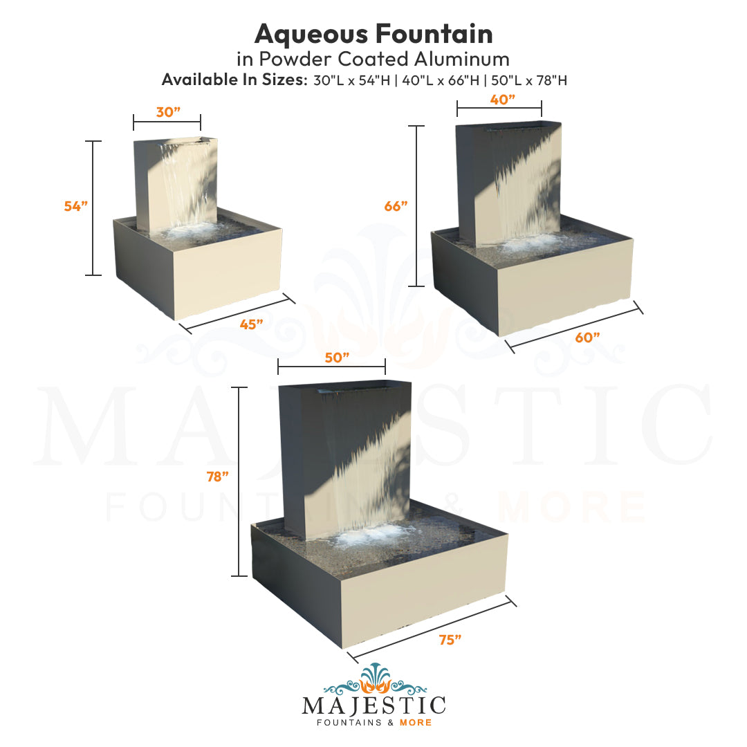 Aqueous Fountain in Powder Coated Aluminum Size -Majestic Fountains