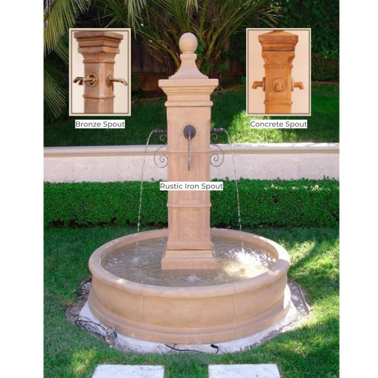 Aquitaine Concrete Outdoor Courtyard Fountain with Basin - Majestic Fountains And More