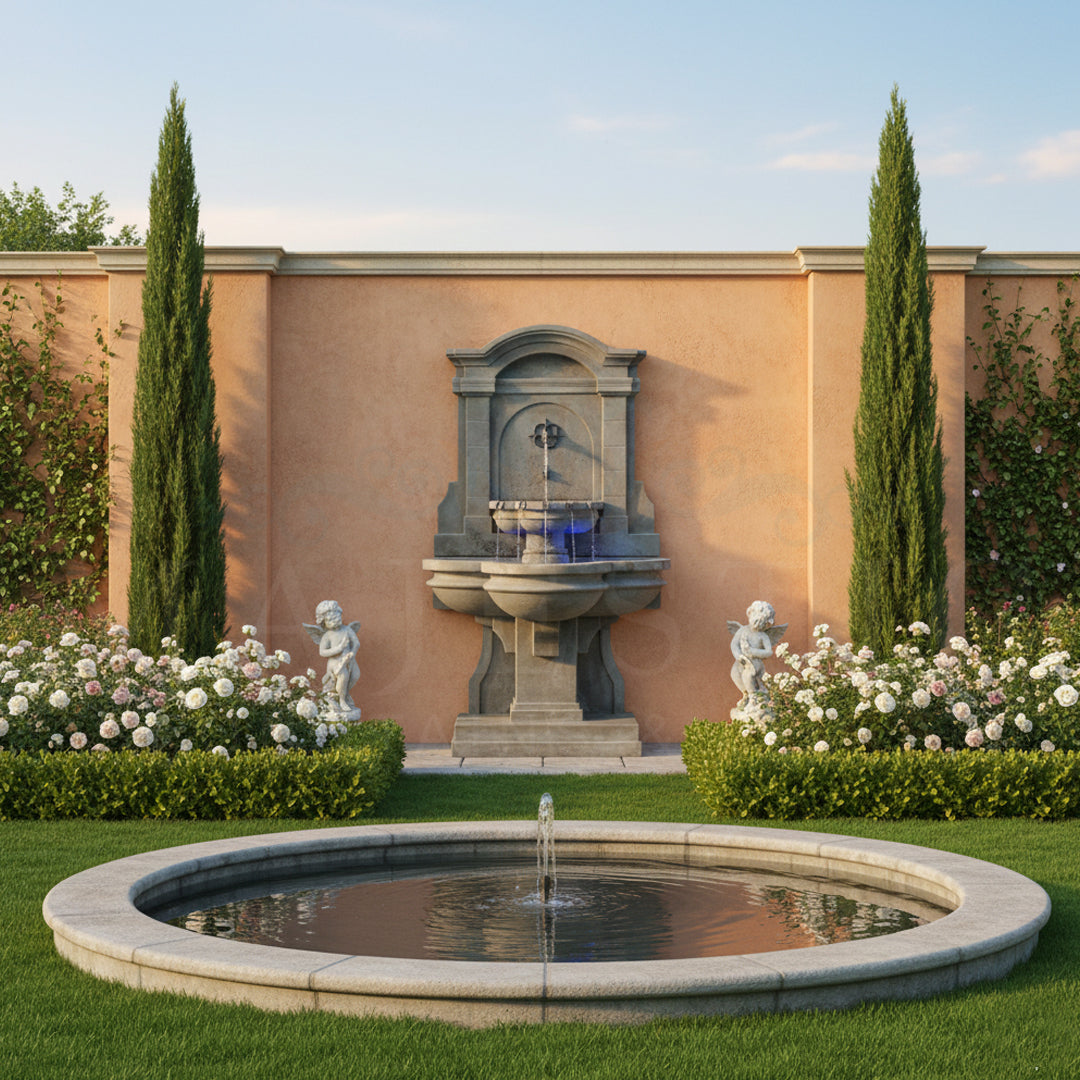 Arbois Concrete Outdoor Garden Wall Fountain - 1713 - Majestic Fountains