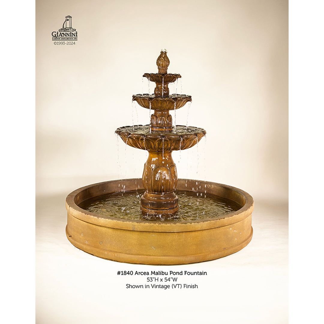Arcea Malibu Outdoor Fountain with Basin - 1840 - Majestic Fountains