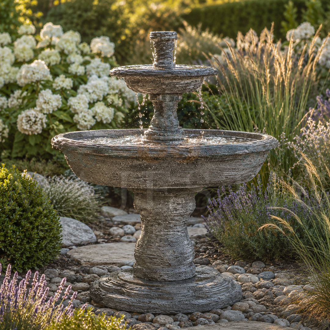 Artesia Slate 2 Tier Outdoor Fountain - 1153 - Majestic Fountains