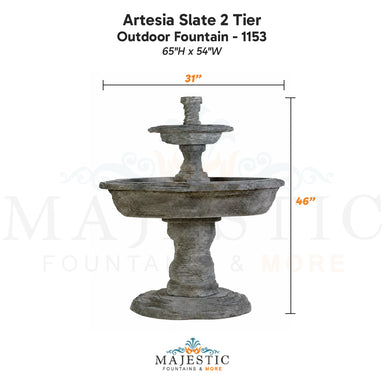 Artesia Slate 2 Tier Outdoor Fountain - 1153 - Majestic Fountains