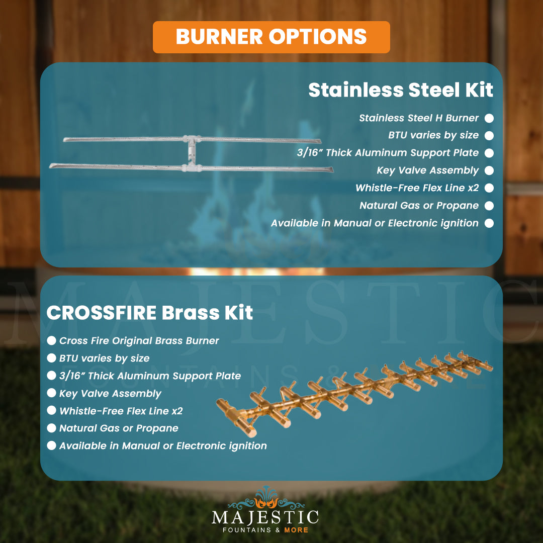 Aspen Block Fire Table in GFRC Concrete Burner Options - Majestic Fountains