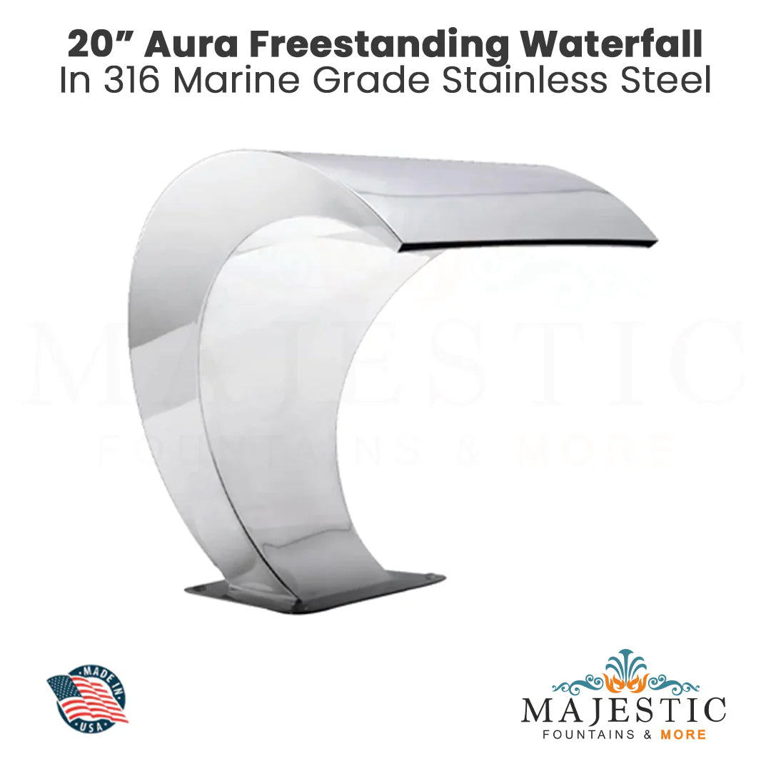 Aura Freestanding Waterfall in 316 Marine Grade Stainless Steel by Grand Effects