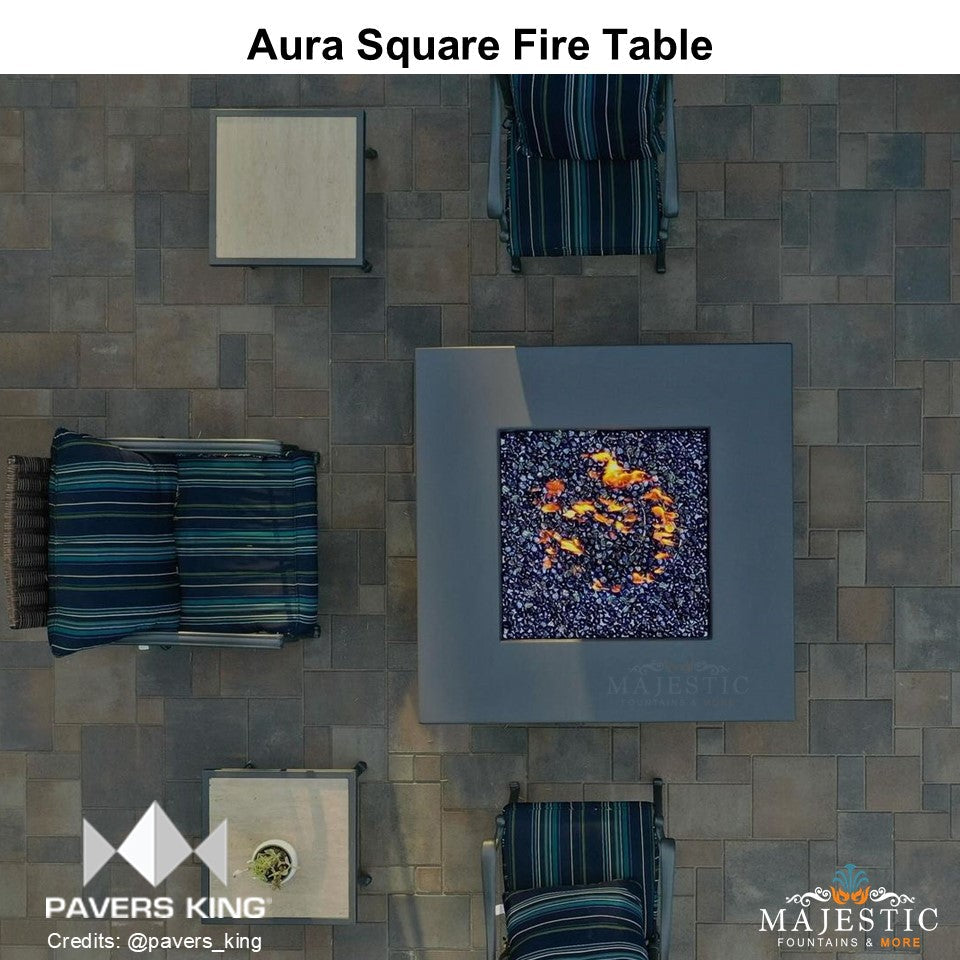 Aura Square Fire Table in GFRC Concrete by Archpot - Majestic fountains and More.