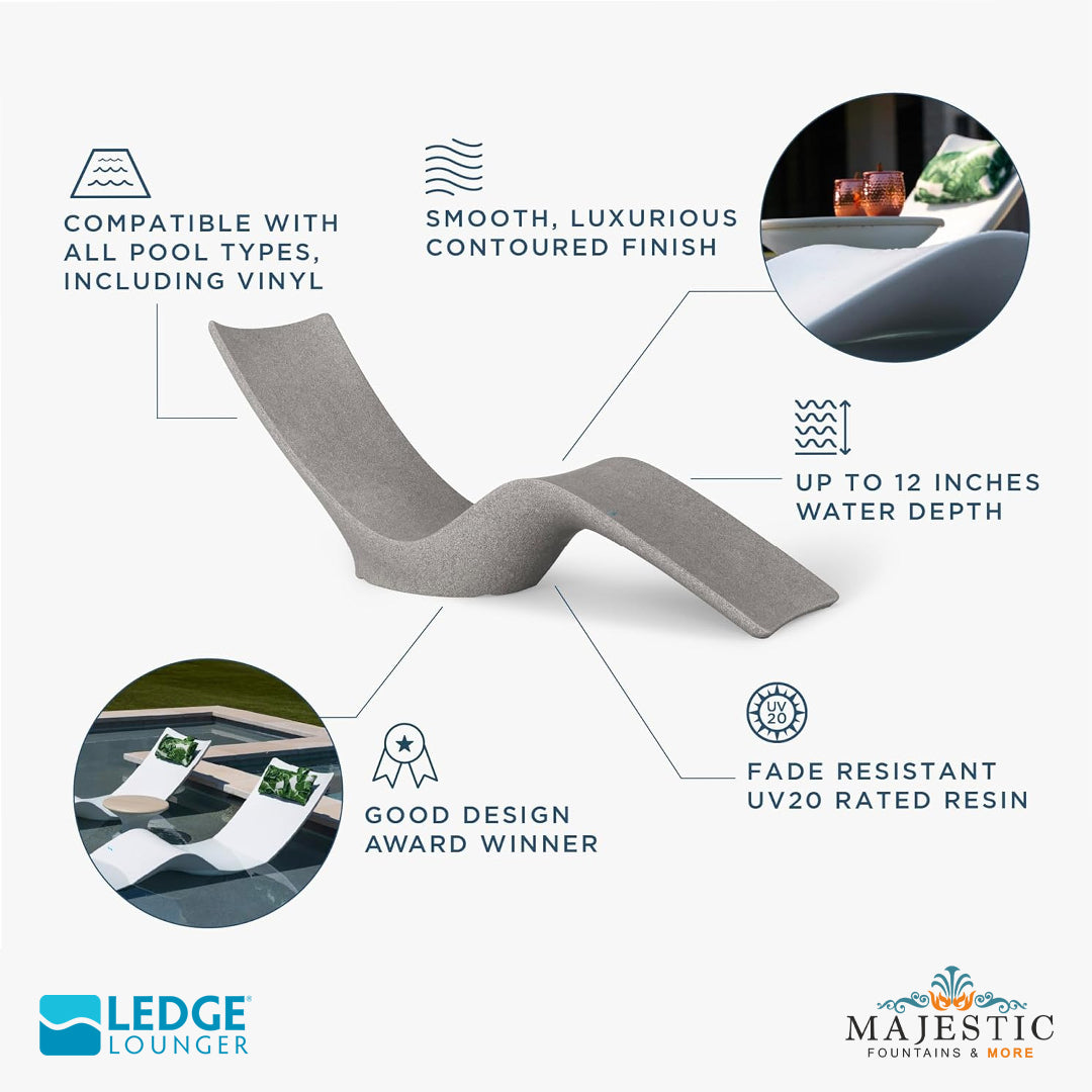 Ledge Lounger Autograph Chaise & Side Table Set w Headrest Pillows