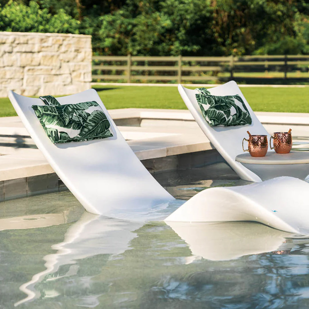 Ledge Lounger Autograph Chaise & Side Table Set w Headrest Pillows - In-Pool & Patio Furniture