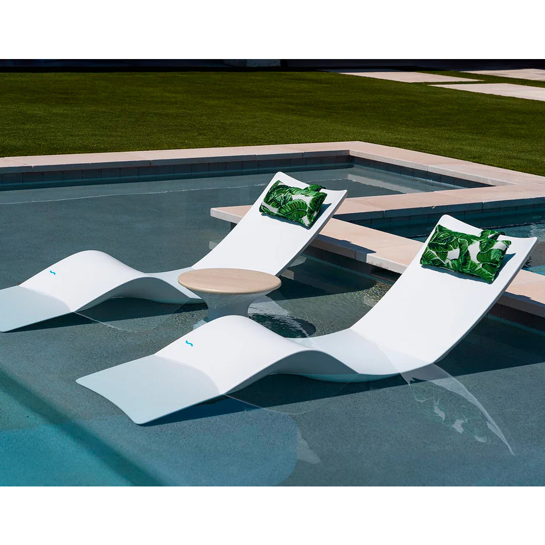 Ledge Lounger Autograph Chaise & Side Table Set w Headrest Pillows - In-Pool & Patio Furniture