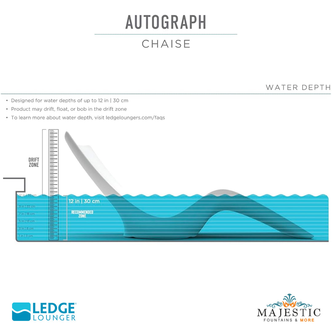 Ledge Lounger Autograph Chaise & Side Table Set w Headrest Pillows