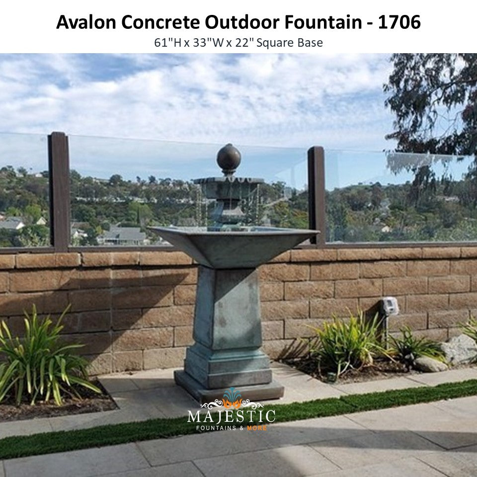 Avalon Concrete Outdoor Fountain - 1706 - Majestic Fountains and More