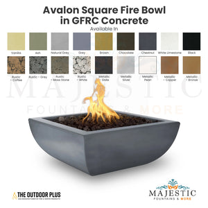 Avalon Square Fire Bowl in GFRC Concrete - Majestic Fountains