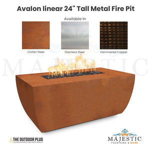 Avalon linear 24 Tall Metal Fire Pit - Majestic Fountains and More