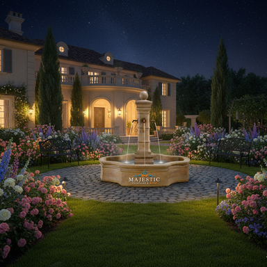 Avignon Monaco Cast Stone Outdoor Courtyard Fountain with Basin-1659 - Majestic Fountains