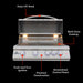 Blaze Premium LTE+ open hood showing cooking grates and burners