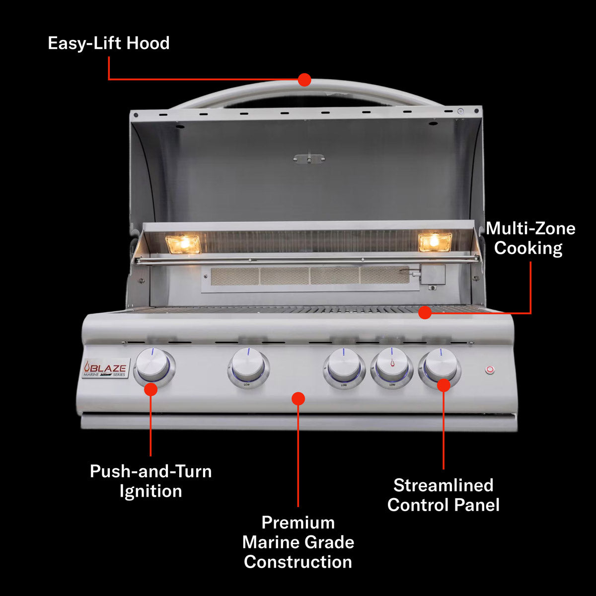 Blaze Marine Grade 32-inch gas grill built into an outdoor kitchen island