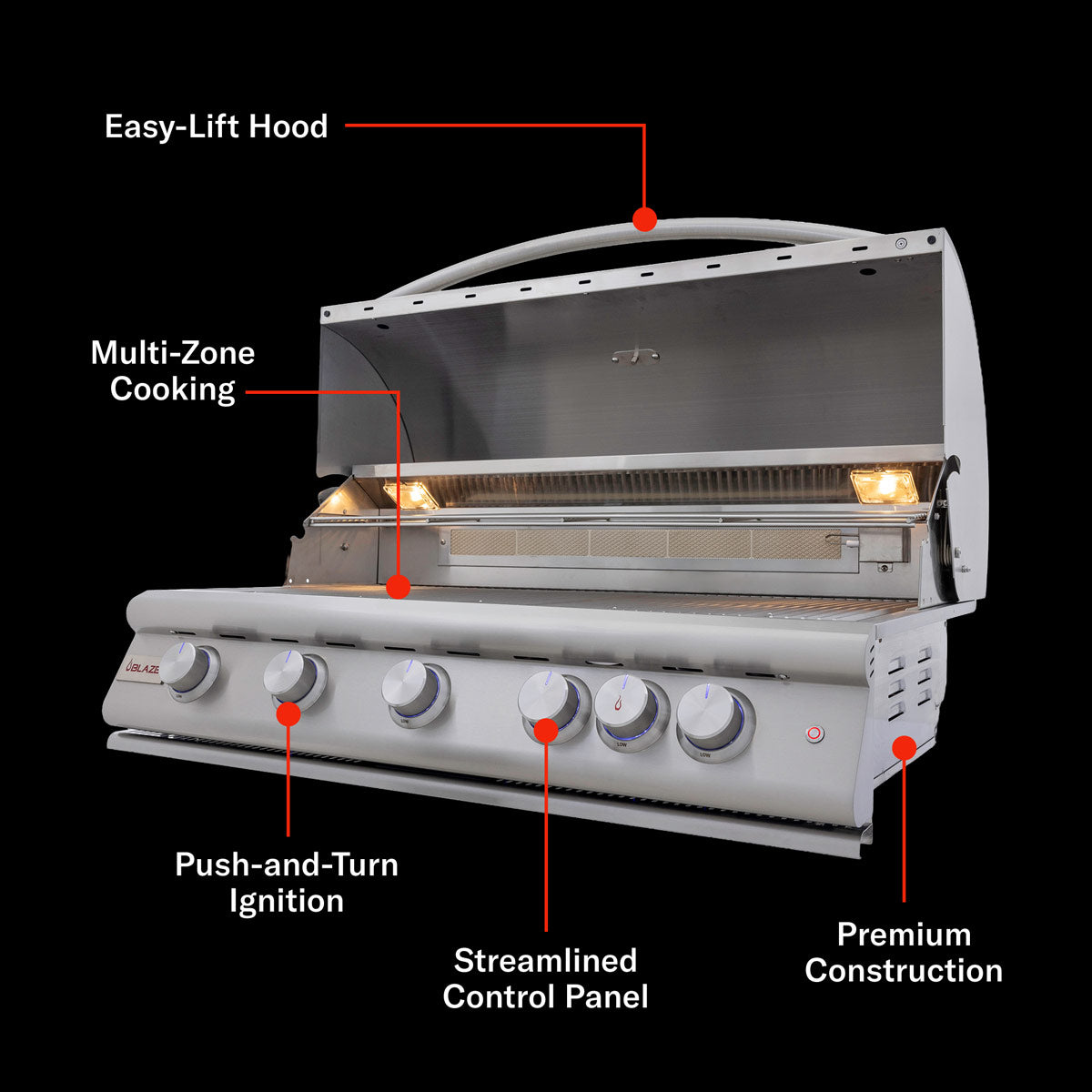 Blaze Premium LTE+ 40-inch gas grill built into an outdoor kitchen island