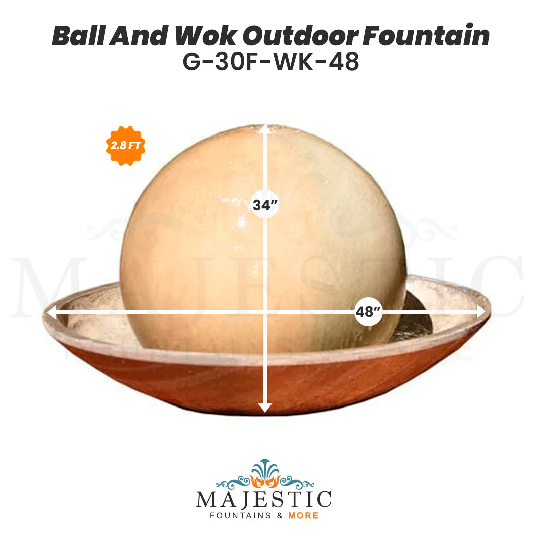 Ball And Wok Fountain - G-30F-WK-48 - Majesic Fountains