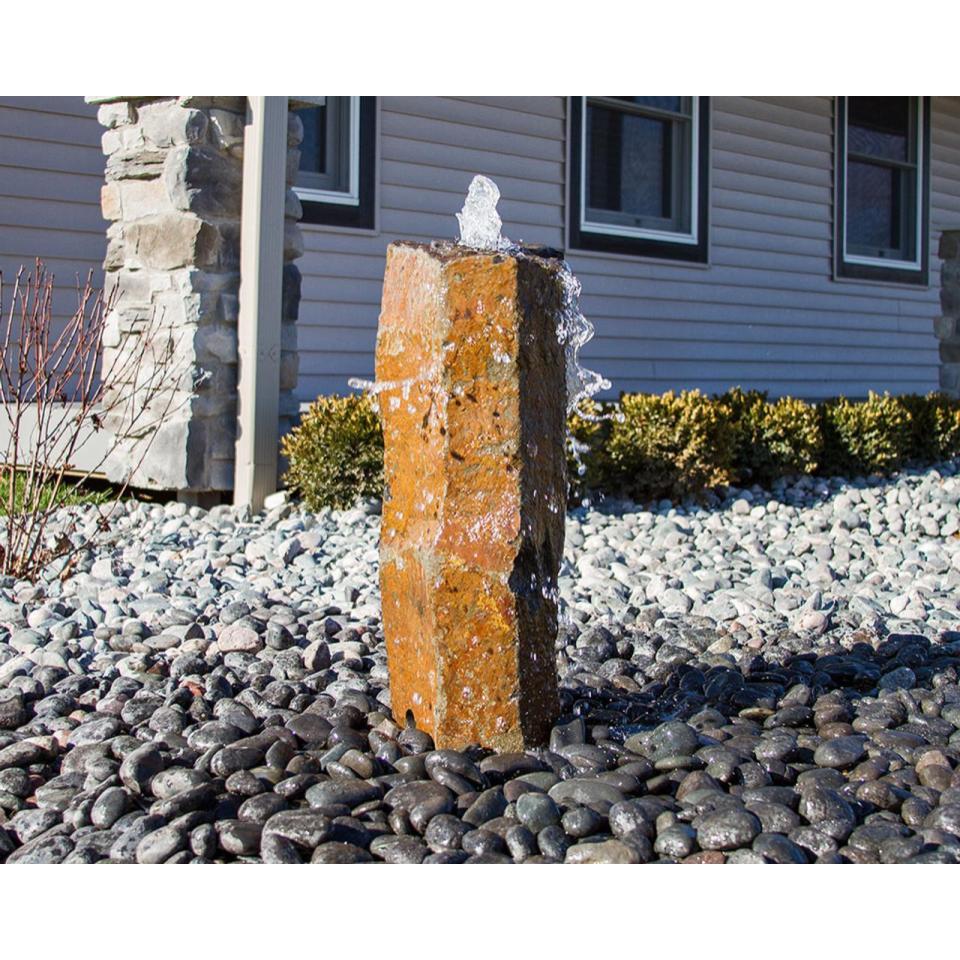 Basalt rock 24" tall polished bullet - Complete Fountain DIY Kit