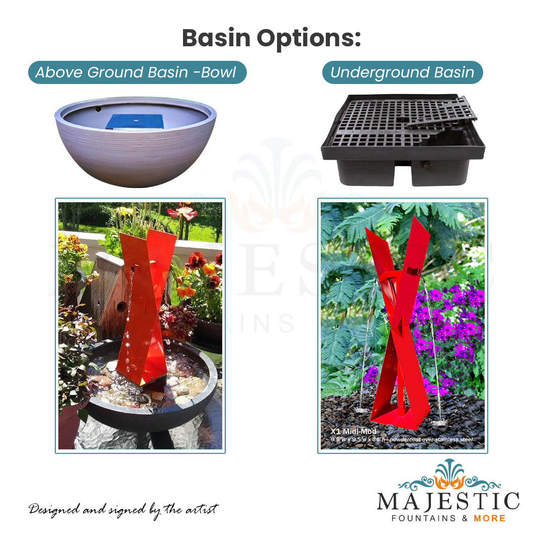 Zen X1 Mod Fountain in Powder Coated Stainless Steel - Majestic Fountains