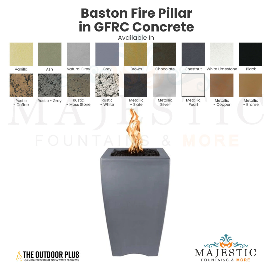Baston Fire Pillar in GFRC Concrete - Majestic Fountains