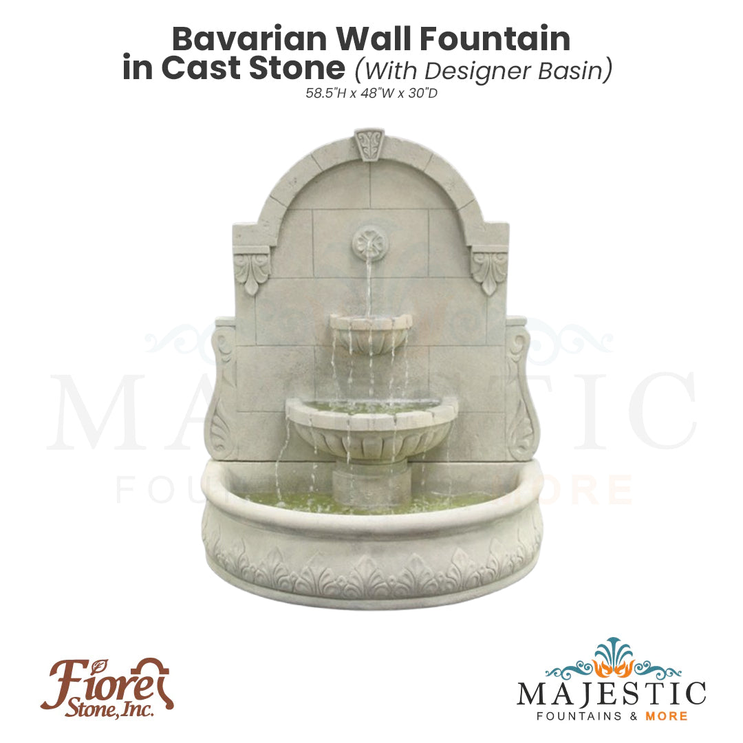Bavarian Wall Fountain in Cast Stone  - Majestic Fountains