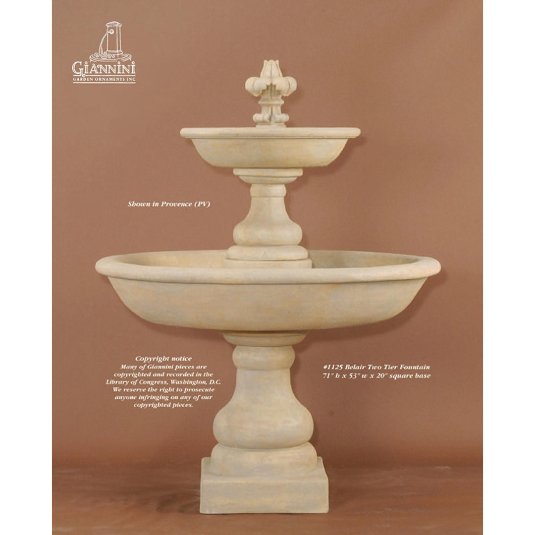 Belair Two-Tier Concrete Outdoor Fountain - 1125 - Majestic Fountains