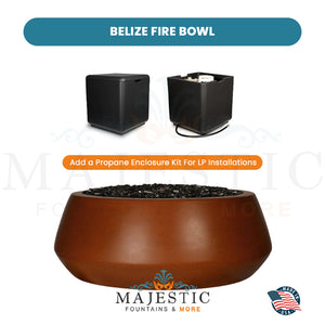 Belize Fire Bowl in GFRC Concrete Propane Enclosure Kit - Majestic Fountains and More