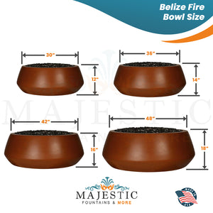 Belize Fire Bowl in GFRC Concrete Sizes - Majestic Fountains and More