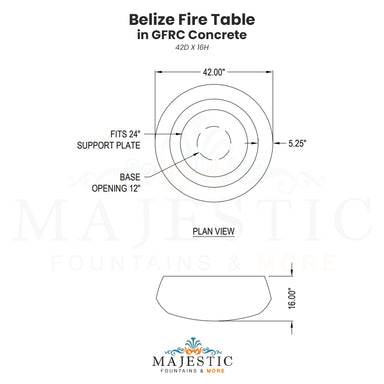 Belize Fire Table in GFRC Concrete 42D X 16H - Majestic Fountains