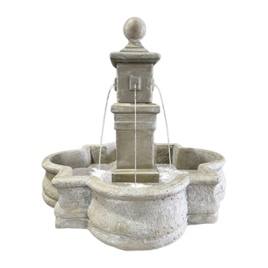 Bella Fountain with 66 Quatrefoil Basin in Cast Stone - Fiore Stone 235-FAQ - Majestic Fountains.jpg