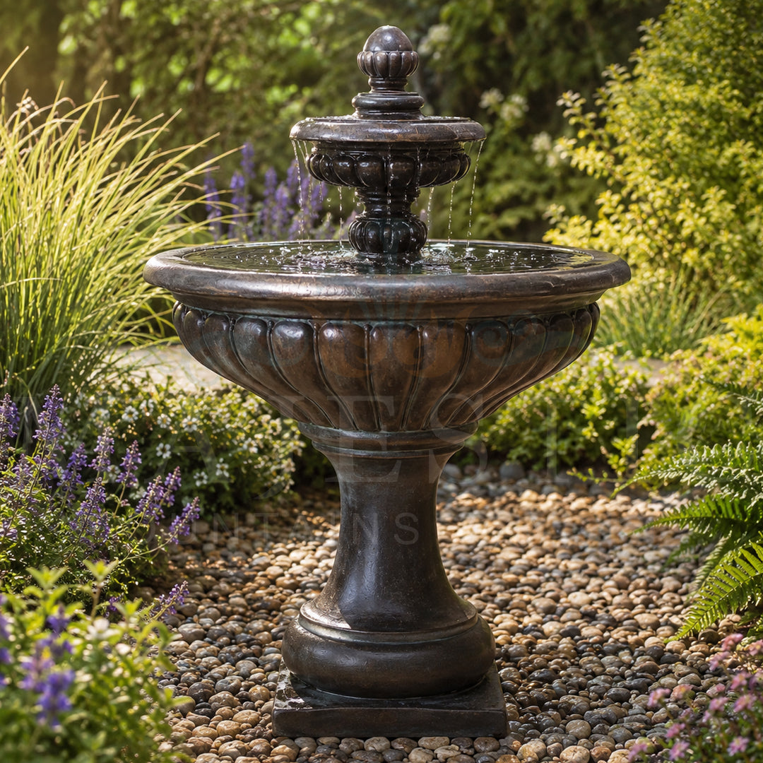 Bergamo Concrete 2 Tier Outdoor Fountain - 1184 - Majestic Fountains
