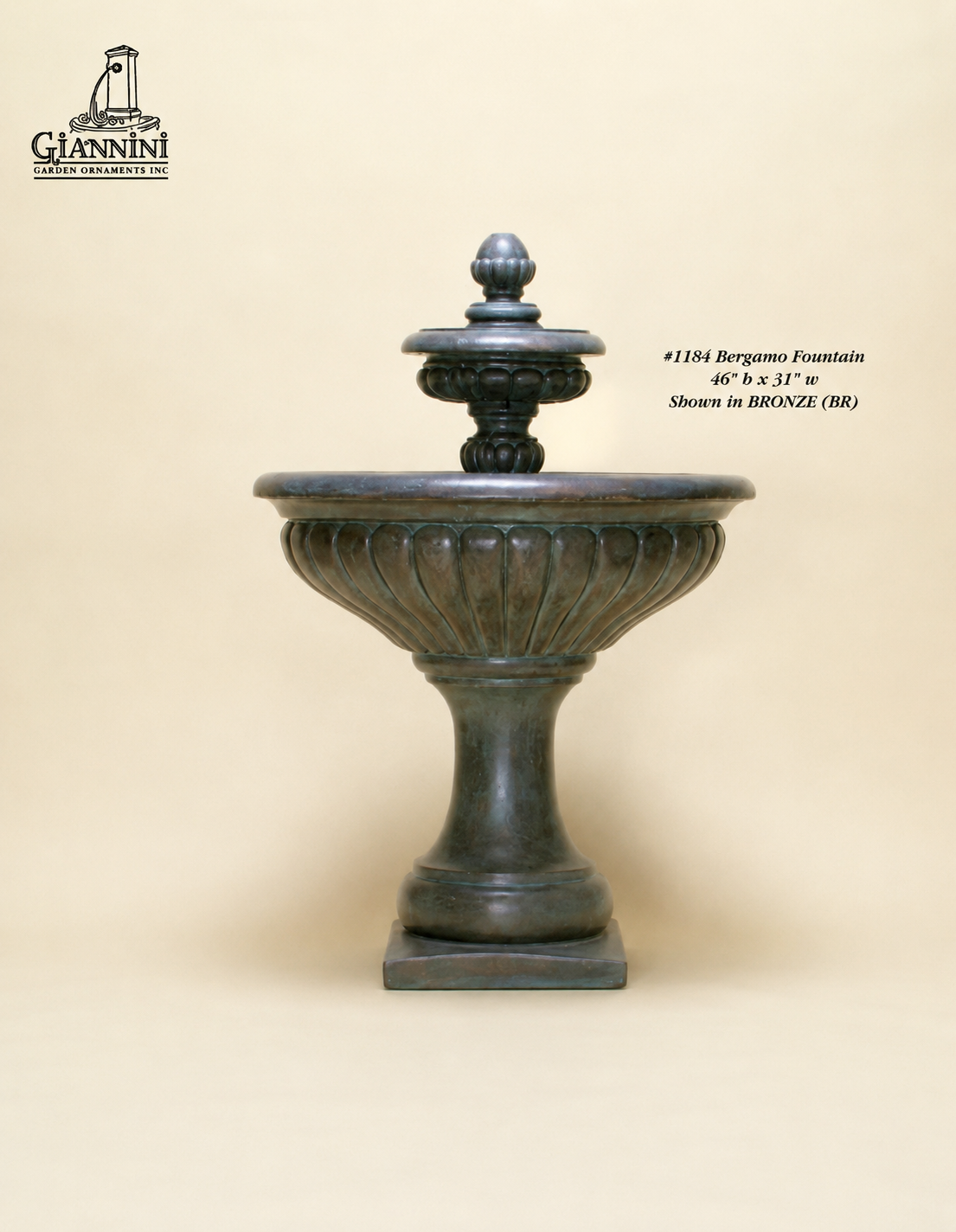 Bergamo Concrete 2 Tier Outdoor Fountain - 1184 - Majestic Fountains