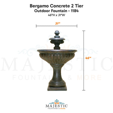 Bergamo Concrete 2 Tier Outdoor Fountain - 1184 - Majestic Fountains