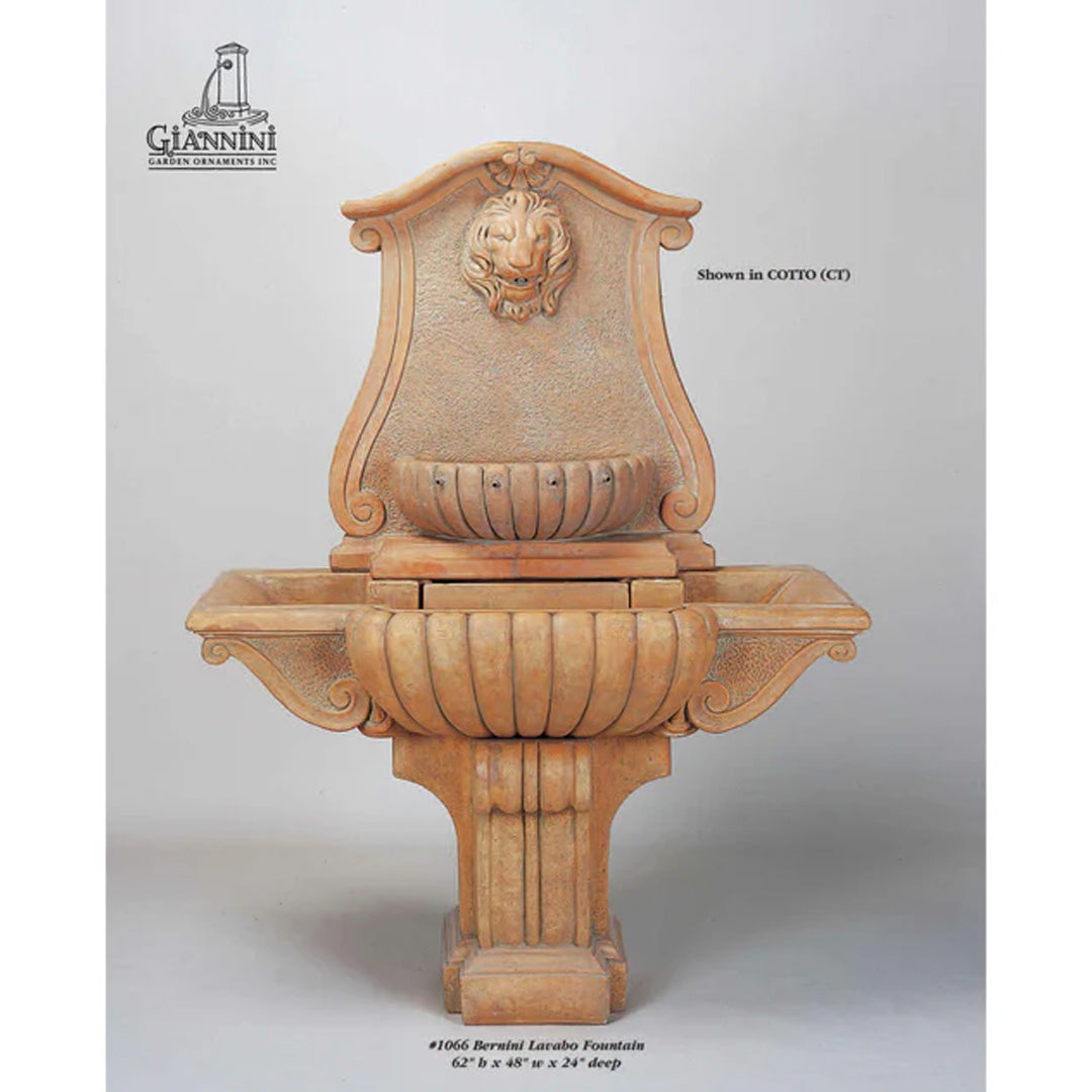 Bernini Lavabo Lion Head Concrete Outdoor Wall Fountain - 1066 - Majestic Fountains
