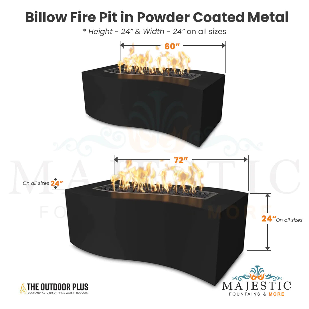 Billow Fire Pit in Powder Coated Metal - Majestic Fountains and More