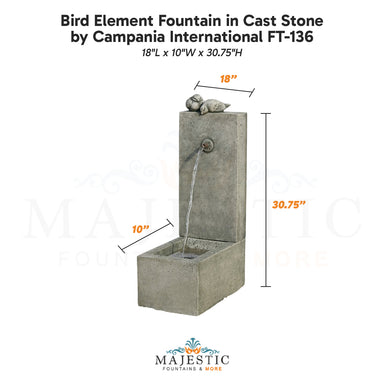 Bird Element Fountain in Cast Stone by Campania International FT-136 - Majestic Fountains.jpg