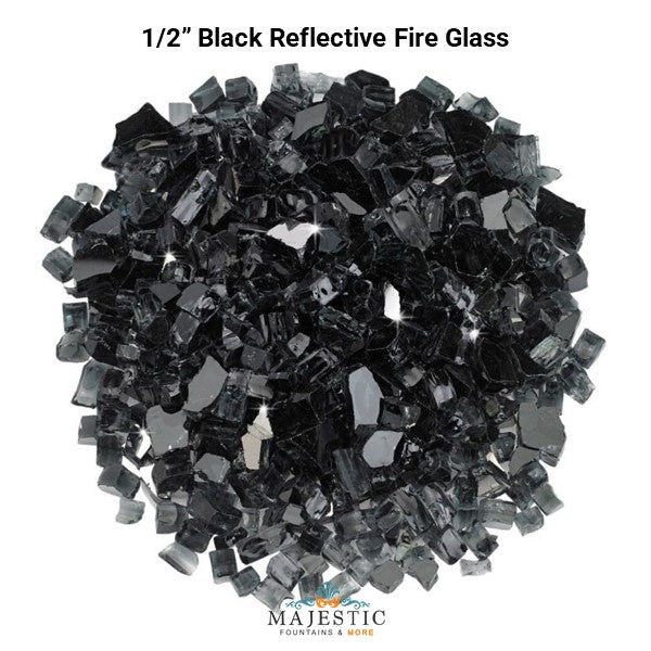 Black Reflective Fire Glass - Majestic Fountains.