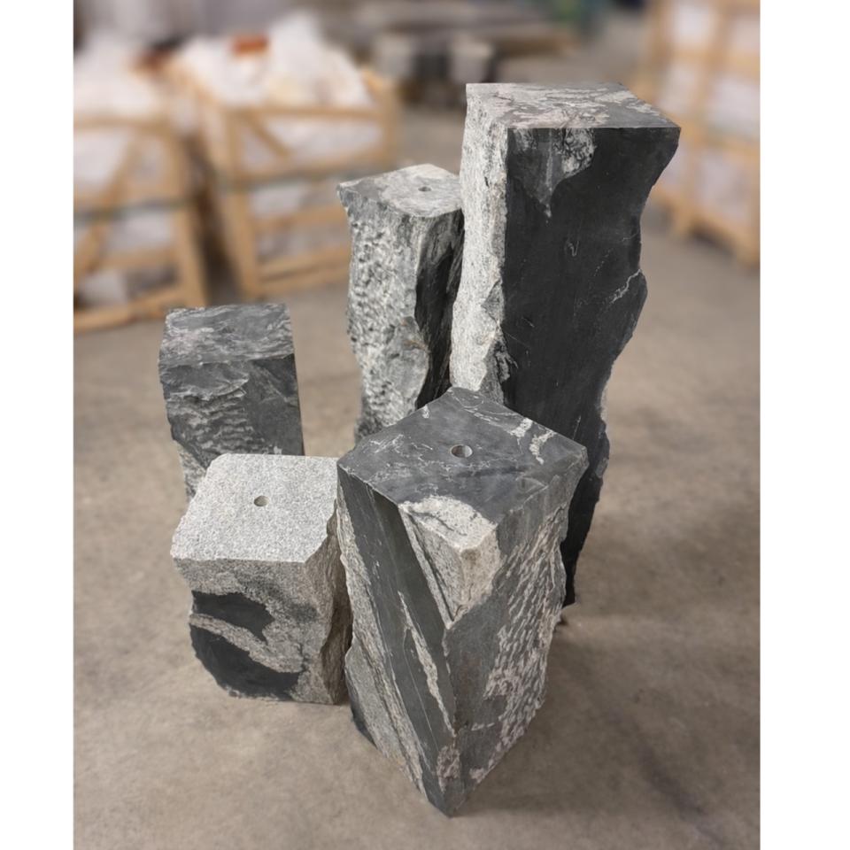 Black Flower Granite Five Peak Fountain - Complete Fountain Kit