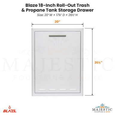 Blaze 18-Inch Roll-Out Trash & Propane Tank Storage Drawer - Majestic Fountains