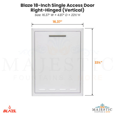 Blaze 18-Inch Single Access Door — Right-Hinged (Vertical) - Majestic Fountains