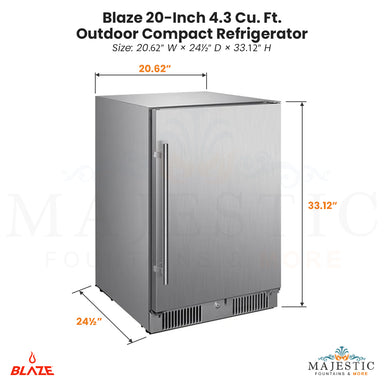 Blaze 20-Inch 4.3 Cu. Ft. Outdoor Compact Refrigerator - Majestic Fountains