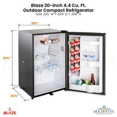 Blaze 20-Inch 4.4 Cu. Ft. Outdoor Compact Refrigerator - Majestic Fountains