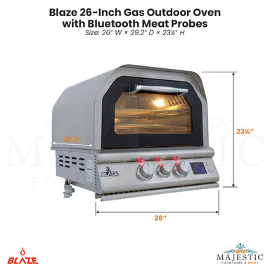 Blaze 26-Inch Gas Outdoor Oven with Bluetooth Meat Probes - Majestic Fountains