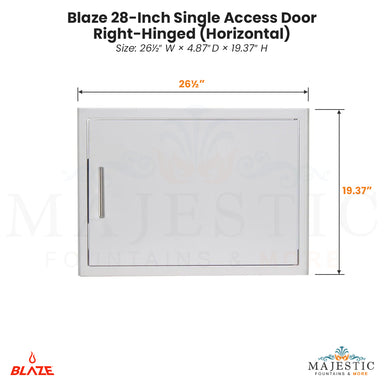 Blaze 28-Inch Single Access Door — Right-Hinged (Horizontal) - Majestic Fountains