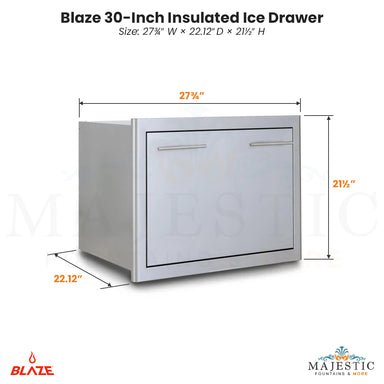 Blaze 30-Inch Insulated Ice Drawer - Majestic Fountains
