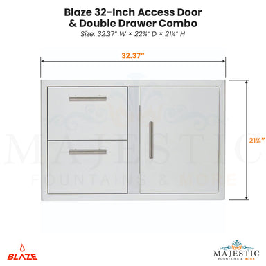 Blaze 32-Inch Access Door & Double Drawer Combo - Majestic Fountains