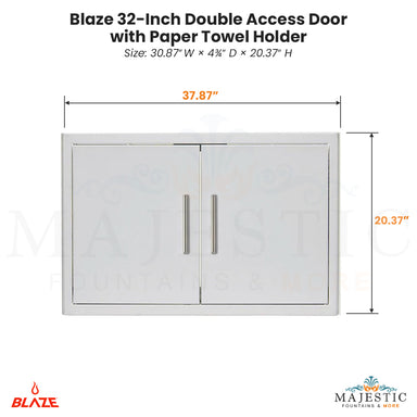 Blaze 32-Inch Double Access Door with Paper Towel Holder - Majestic Fountains