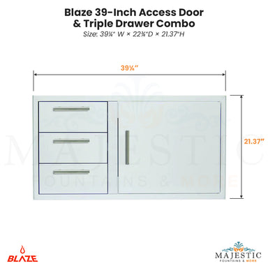 Blaze 39-Inch Access Door & Triple Drawer Combo - Majestic Fountains