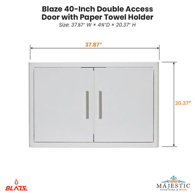 Blaze 40-Inch Double Access Door with Paper Towel Holder - Majestic Fountains