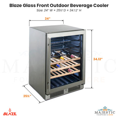 Blaze Glass Front Outdoor Beverage Cooler - Majestic Fountains